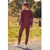 imagePRETTYGARDEN Womens Fall 2 Piece Lounge Set Long Sleeve Tops Ribbed Pants Spring Matching Sweatsuit Travel Outfits ClothesWine Red