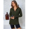 imagePRETTYGARDEN Womens Long Sleeve Quarter Zip Pullover Sweater Casual Loose V Neck Collared Ribbed Knit Jumper Tops Thumb HoleArmy Green