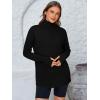 imagePRETTYGARDEN Womens Long Sleeve Quarter Zip Pullover Sweater Casual Loose V Neck Collared Ribbed Knit Jumper Tops Thumb HoleBlack