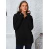 imagePRETTYGARDEN Womens Long Sleeve Quarter Zip Pullover Sweater Casual Loose V Neck Collared Ribbed Knit Jumper Tops Thumb HoleBlack