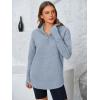 imagePRETTYGARDEN Womens Long Sleeve Quarter Zip Pullover Sweater Casual Loose V Neck Collared Ribbed Knit Jumper Tops Thumb HoleGrey