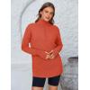 imagePRETTYGARDEN Womens Long Sleeve Quarter Zip Pullover Sweater Casual Loose V Neck Collared Ribbed Knit Jumper Tops Thumb HoleOrange