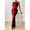imagePRETTYGARDEN Womens Summer Dresses 2025 Elegant Spaghetti Straps Evening Gown Floral Print Bodycon Maxi Mesh SundressBlack and Red Floral
