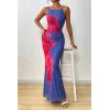 imagePRETTYGARDEN Womens Summer Dresses 2025 Elegant Spaghetti Straps Evening Gown Floral Print Bodycon Maxi Mesh SundressBlue and Red Floral