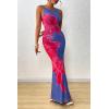 imagePRETTYGARDEN Womens Summer Dresses 2025 Elegant Spaghetti Straps Evening Gown Floral Print Bodycon Maxi Mesh SundressBlue and Red Floral