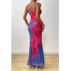 imagePRETTYGARDEN Womens Summer Dresses 2025 Elegant Spaghetti Straps Evening Gown Floral Print Bodycon Maxi Mesh SundressBlue and Red Floral