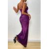 imagePRETTYGARDEN Womens Summer Dresses 2025 Elegant Spaghetti Straps Evening Gown Floral Print Bodycon Maxi Mesh SundressPurple Floral