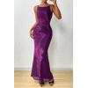 imagePRETTYGARDEN Womens Summer Dresses 2025 Elegant Spaghetti Straps Evening Gown Floral Print Bodycon Maxi Mesh SundressPurple Floral