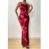 imagePRETTYGARDEN Womens Summer Dresses 2025 Elegant Spaghetti Straps Evening Gown Floral Print Bodycon Maxi Mesh SundressWine Red and Red Floral