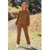 imagePRETTYGARDEN Womens Two Piece Loungewear Fall Casual Long Sleeve Tops Jogger Pants Pajama Sets Matching Outfits ClothingSolid Khaki