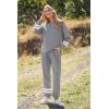 imagePRETTYGARDEN Womens Two Piece Loungewear Fall Casual Long Sleeve Tops Jogger Pants Pajama Sets Matching Outfits ClothingStriped Grey
