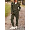 imagePRETTYGARDEN Womens Two Piece Sets Fall 2025 Long Sleeve Button Down Shacket Jacket Long Sweatpants Tracksuit Winter ClothesArmy Green