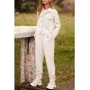 imagePRETTYGARDEN Womens Two Piece Sets Fall 2025 Long Sleeve Button Down Shacket Jacket Long Sweatpants Tracksuit Winter ClothesBeige
