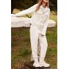 imagePRETTYGARDEN Womens Two Piece Sets Fall 2025 Long Sleeve Button Down Shacket Jacket Long Sweatpants Tracksuit Winter ClothesBeige