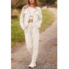 imagePRETTYGARDEN Womens Two Piece Sets Fall 2025 Long Sleeve Button Down Shacket Jacket Long Sweatpants Tracksuit Winter ClothesBeige