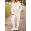 imagePRETTYGARDEN Womens Two Piece Sets Fall 2025 Long Sleeve Button Down Shacket Jacket Long Sweatpants Tracksuit Winter ClothesBeige