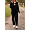 imagePRETTYGARDEN Womens Two Piece Sets Fall 2025 Long Sleeve Button Down Shacket Jacket Long Sweatpants Tracksuit Winter ClothesBlack