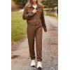 imagePRETTYGARDEN Womens Two Piece Sets Fall 2025 Long Sleeve Button Down Shacket Jacket Long Sweatpants Tracksuit Winter ClothesCamel