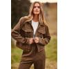 imagePRETTYGARDEN Womens Two Piece Sets Fall 2025 Long Sleeve Button Down Shacket Jacket Long Sweatpants Tracksuit Winter ClothesCamel