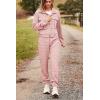 imagePRETTYGARDEN Womens Two Piece Sets Fall 2025 Long Sleeve Button Down Shacket Jacket Long Sweatpants Tracksuit Winter ClothesPink