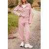 imagePRETTYGARDEN Womens Two Piece Sets Fall 2025 Long Sleeve Button Down Shacket Jacket Long Sweatpants Tracksuit Winter ClothesPink