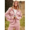 imagePRETTYGARDEN Womens Two Piece Sets Fall 2025 Long Sleeve Button Down Shacket Jacket Long Sweatpants Tracksuit Winter ClothesPink