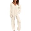 imagePRETTYGARDEN Lounge Sets for Women Two Piece Sweaters Pajama Set Fall Fashion 2025 Loungewear Outfits Matching Winter ClothesBeige