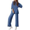 imagePRETTYGARDEN Two Piece Sets For Women Summer Fashion Lounge Matching Set 2025 Travel Vacation Airport Outfits ClothingBlue