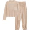 imagePRETTYGARDEN Two Piece Sets for Women 2025 Pullover Sweater High Waisted Sweatpants Tracksuit Lounge Set Fall Winter OutfitsLight Khaki