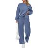 imagePRETTYGARDEN Womens 2 Piece Outfits 2025 Fall Long Sleeve Sweatshirt Wide Leg Pants Lounge Sets Winter Sweatsuits TracksuitGrey Blue