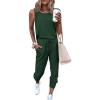 imagePRETTYGARDEN Womens Two Piece Outfit Sets Summer Casual Sleeveless Crewneck Tops Matching Travel Tracksuit Lounge WearDark Green