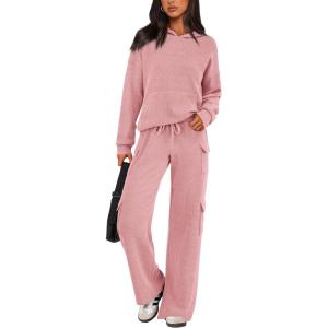 imagePRETTYGARDEN 2 Piece Sets For Women Fall 2025 Sweatsuits Outfits Lounge Matching Hoodie Set Travel Track Suits Winter ClothesLight Pink