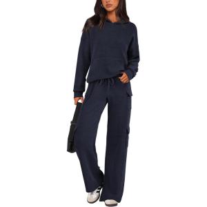 imagePRETTYGARDEN 2 Piece Sets For Women Fall 2025 Sweatsuits Outfits Lounge Matching Hoodie Set Travel Track Suits Winter ClothesNavy