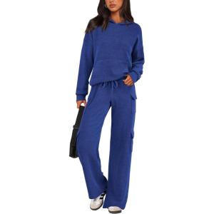 imagePRETTYGARDEN 2 Piece Sets For Women Fall 2025 Sweatsuits Outfits Lounge Matching Hoodie Set Travel Track Suits Winter ClothesRoyal Blue