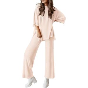 imagePRETTYGARDEN Two Piece Sets For Women Summer Fashion Lounge Matching Set 2025 Travel Vacation Airport Outfits ClothingBeige