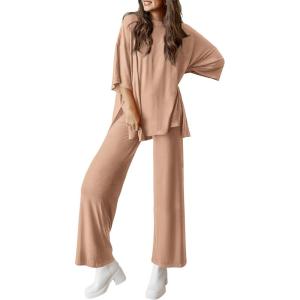 imagePRETTYGARDEN Two Piece Sets For Women Summer Fashion Lounge Matching Set 2025 Travel Vacation Airport Outfits ClothingKhaki