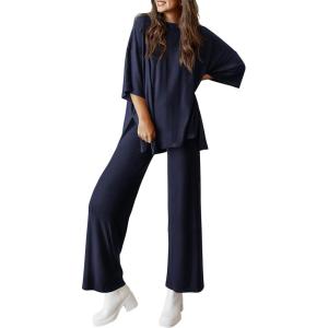 imagePRETTYGARDEN Two Piece Sets For Women Summer Fashion Lounge Matching Set 2025 Travel Vacation Airport Outfits ClothingNavy