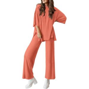imagePRETTYGARDEN Two Piece Sets For Women Summer Fashion Lounge Matching Set 2025 Travel Vacation Airport Outfits ClothingWatermelon Red