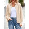 imagePRETTYGARDEN Faux Suede Bomber Jacket Women Fall Fashion 2025 Casual Zip Up Oversized Trendy Winter Clothing Outerwear CoatsBeige