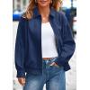 imagePRETTYGARDEN Faux Suede Bomber Jacket Women Fall Fashion 2025 Casual Zip Up Oversized Trendy Winter Clothing Outerwear CoatsNavy Blue