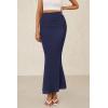 imagePRETTYGARDEN Women Bodycon Mermaid Skirt 2025 Spring Summer Casual Fitted Mesh High Waisted Ruched Maxi Long Going Out OutfitNavy