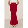 imagePRETTYGARDEN Women Bodycon Mermaid Skirt 2025 Spring Summer Casual Fitted Mesh High Waisted Ruched Maxi Long Going Out OutfitRed