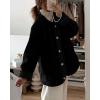 imagePRETTYGARDEN Womens 2025 Winter Coats Long Sleeve Button up Fuzzy Sherpa Fleece Jackets Outerwear Fall Fashion ClothesBlack
