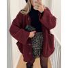 imagePRETTYGARDEN Womens 2025 Winter Coats Long Sleeve Button up Fuzzy Sherpa Fleece Jackets Outerwear Fall Fashion ClothesWine Red