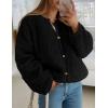 imagePRETTYGARDEN Womens 2025 Winter Faux Fur Coats Fuzzy Fleece Cropped Jackets Buttons Warm Casual Trendy Fall Fashion ClothesBlack
