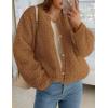 imagePRETTYGARDEN Womens 2025 Winter Faux Fur Coats Fuzzy Fleece Cropped Jackets Buttons Warm Casual Trendy Fall Fashion ClothesCaramel