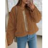 imagePRETTYGARDEN Womens 2025 Winter Faux Fur Coats Fuzzy Fleece Cropped Jackets Buttons Warm Casual Trendy Fall Fashion ClothesCaramel