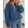 imagePRETTYGARDEN Womens 2025 Winter Faux Fur Coats Fuzzy Fleece Cropped Jackets Buttons Warm Casual Trendy Fall Fashion ClothesDusty Blue
