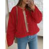 imagePRETTYGARDEN Womens 2025 Winter Faux Fur Coats Fuzzy Fleece Cropped Jackets Buttons Warm Casual Trendy Fall Fashion ClothesRed