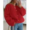 imagePRETTYGARDEN Womens 2025 Winter Faux Fur Coats Fuzzy Fleece Cropped Jackets Buttons Warm Casual Trendy Fall Fashion ClothesRed